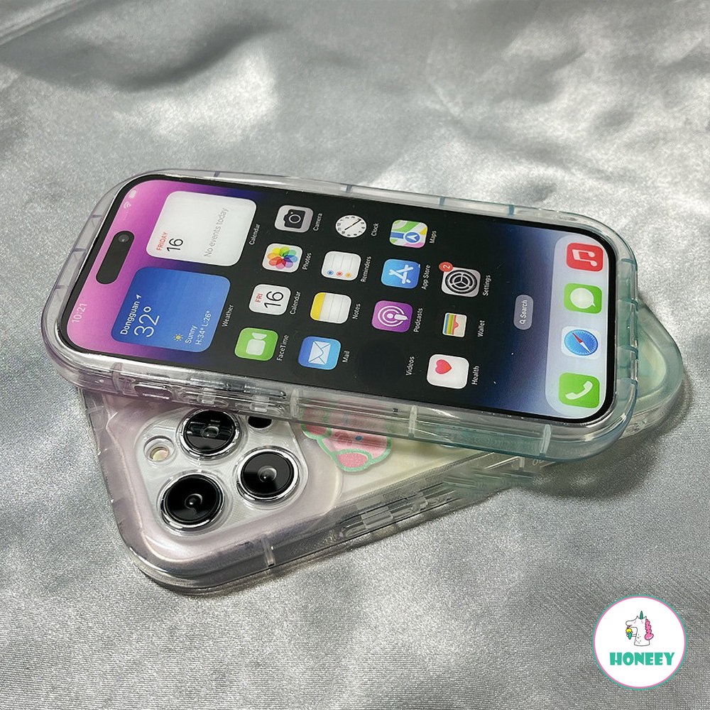 IPHONE Case Hewan Gradasi Warna-Warni Kompatibel Untuk Iphone14 13 12 11 Pro Max14 Plus Kartun Airbag Anti-Drop Soft Cover