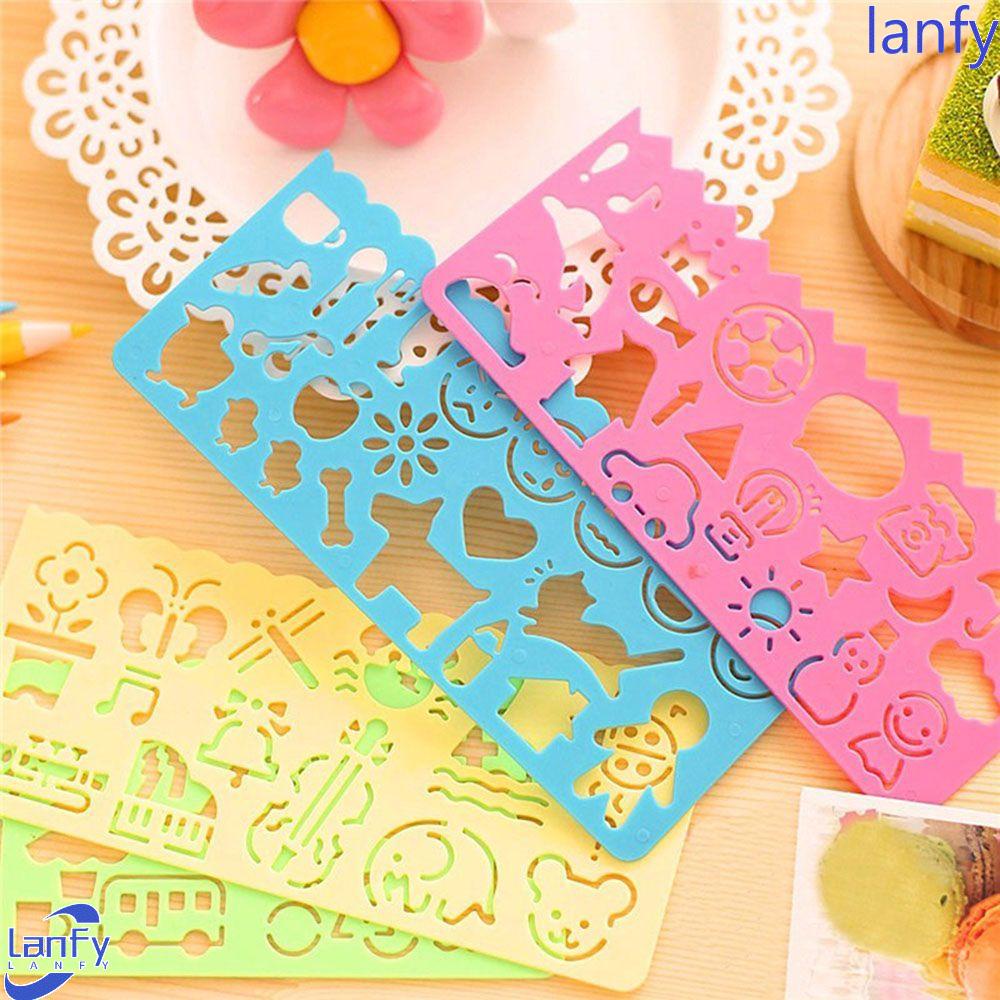 Lanfy 4pcs/lot Penggaris Gambar Plastik Berguna New Arrival DIY Craft Alat Tulis Papan Gambar Manual Kartun Spirograph