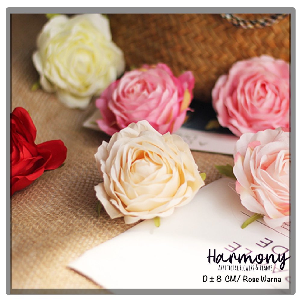 bunga plastik artificial mawar tanpa tangkai rose dekorasi hiasan cantik murah