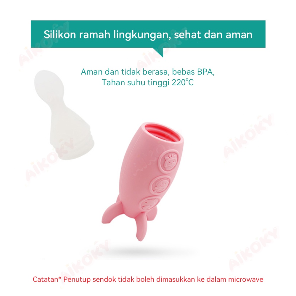 Aikoky Sendok Silikon Bayi / Training Spoon Baby / Sendok Botol Mpasi Bpa Free