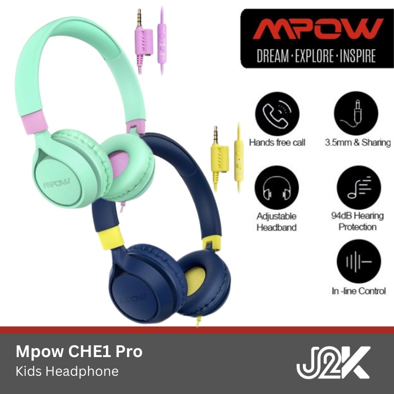 Mpow CHE1 Pro Kids Headpset Wired Mic Headphone Anak - MPBH457