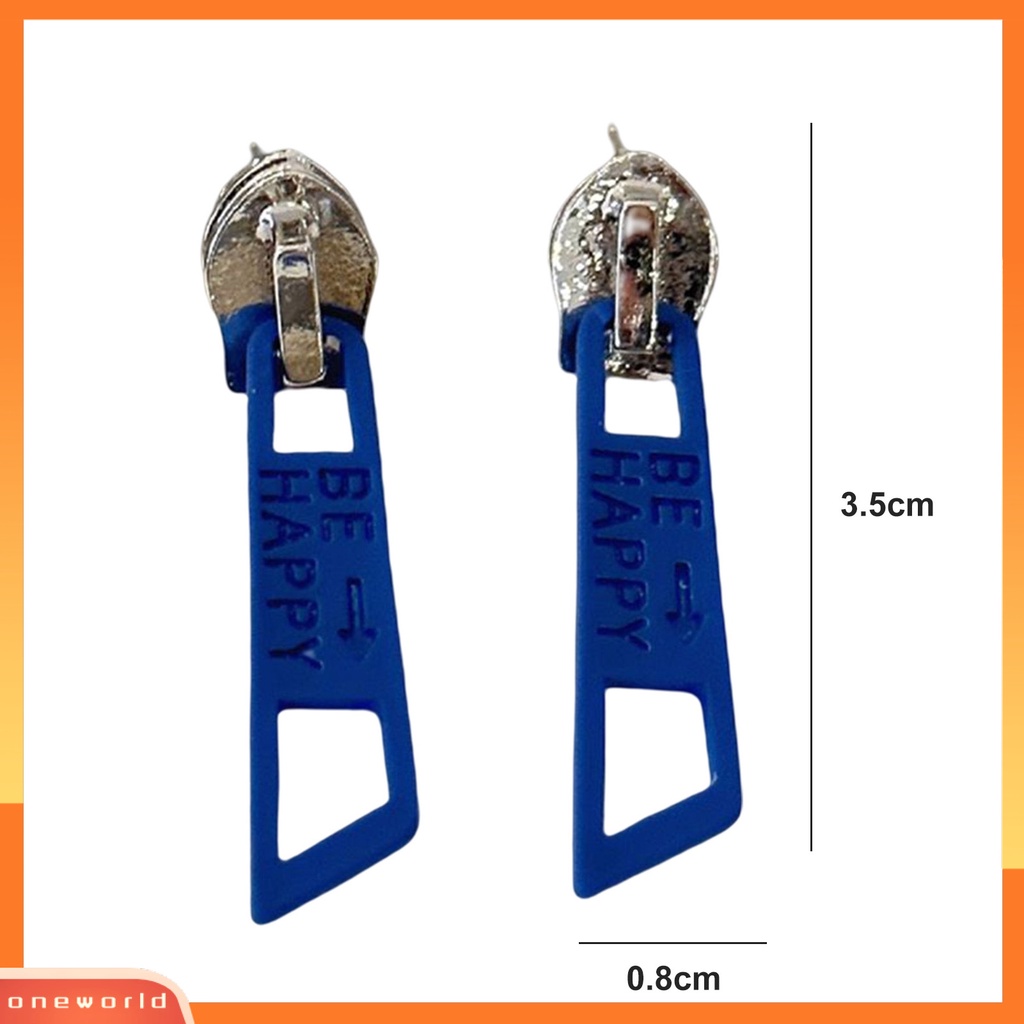 [EONE] 1pasang Menjuntai Anting Lucu Vintage Warna Cerah Eye-catching Pengerjaan Halus Berdandan Hypoallergenic Kepribadian Ritsleting Stud Earrings Perhiasan Aksesoris