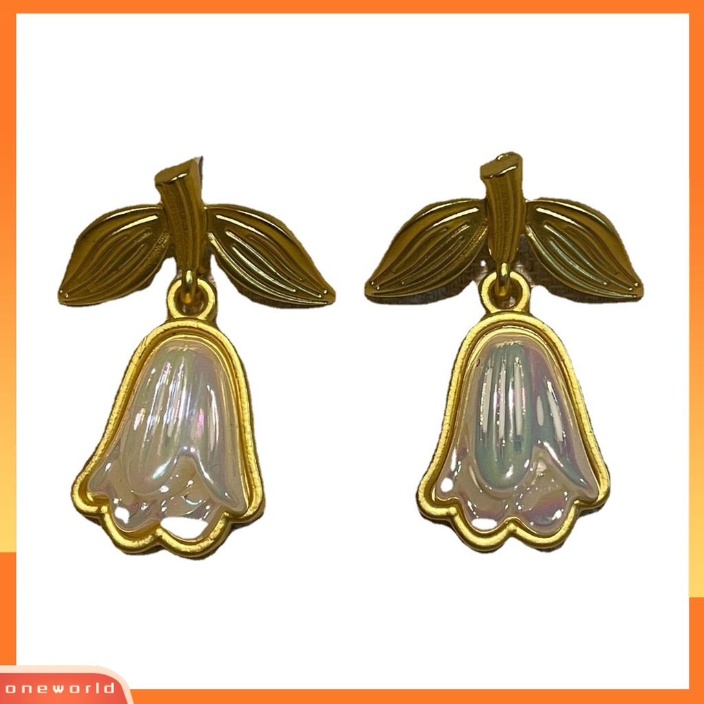 [EONE] 1pasang Drop Earrings Golden Leaves Elegan Medieval Peri Bunga Wanita Stud Earrings Fashion Jewelry