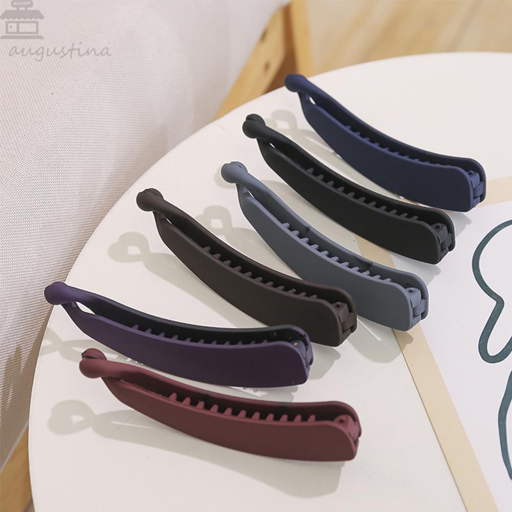 Hadiah Klip Pisang Agustina Aksesoris Rambut Wanita Warna Solid Ponytail Holder