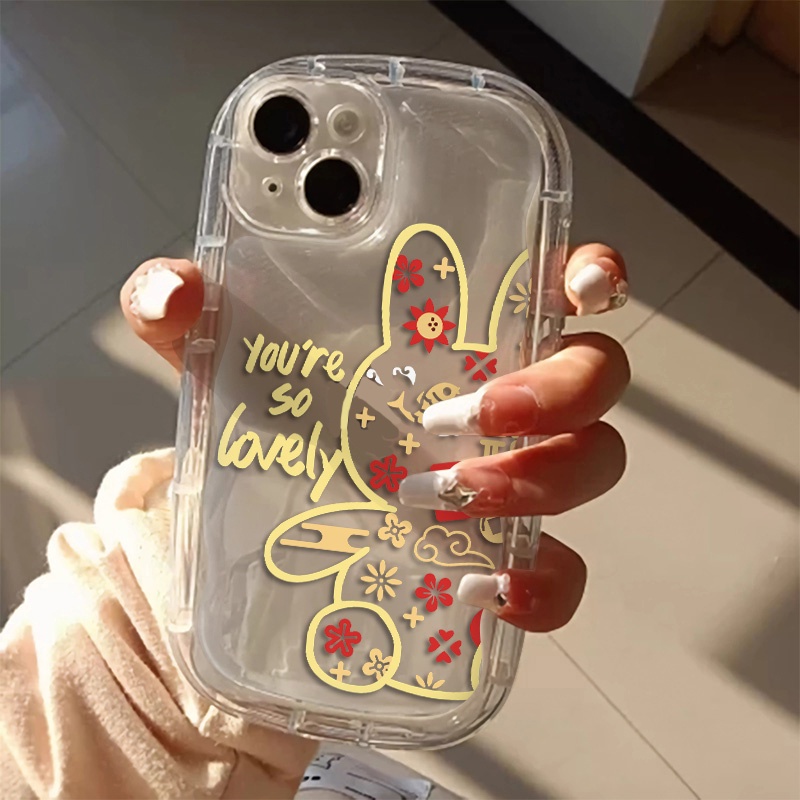 Kelinci Lucu Shockproof Phone Case Kompatibel Untuk IPhone Casing13 11 14 12 Pro XS Max X XR 7 +8 Plus Cover Silikon TPU Transparan Lembut