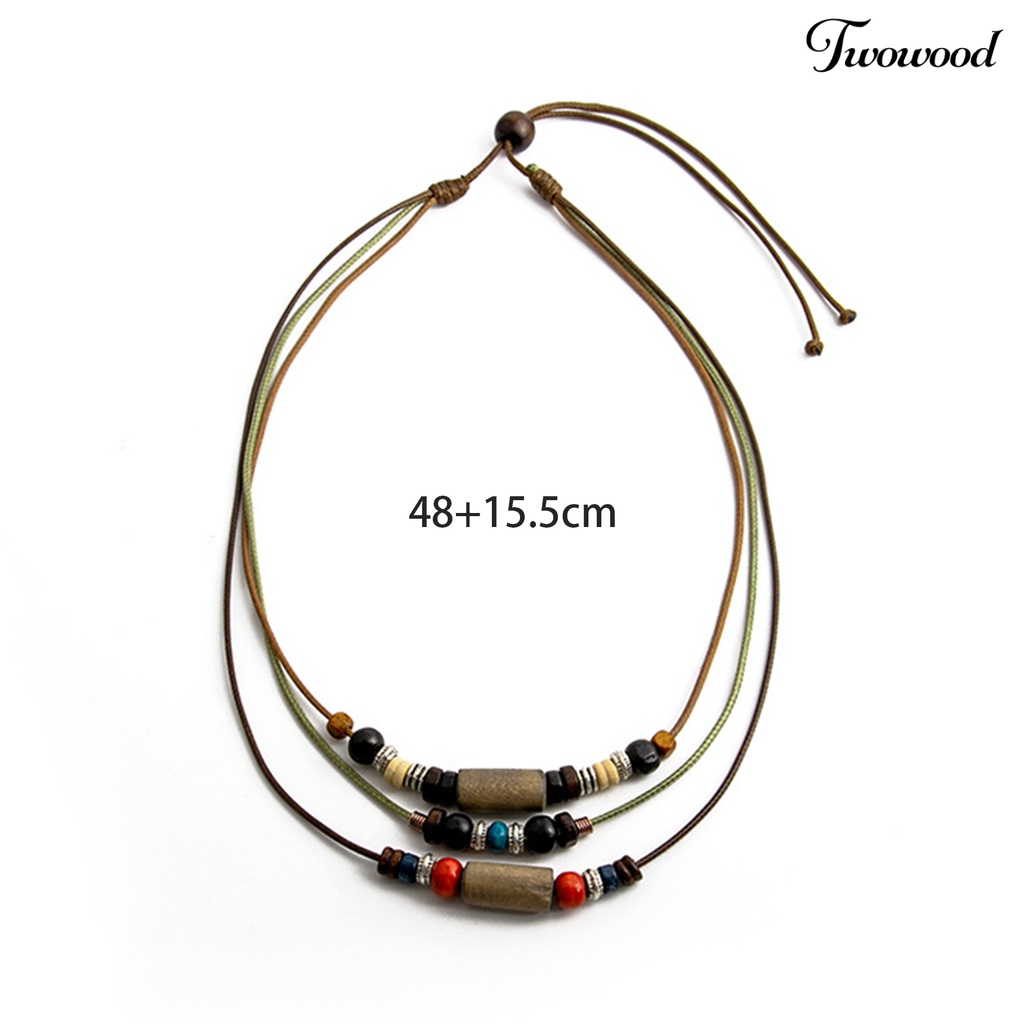 Twowood Kalung Rantai Kepribadian Beberapa Layer Manik-Manik Bohemian Retro Gaya Etnik Sweater Braided Necklace Jewelry Accessory