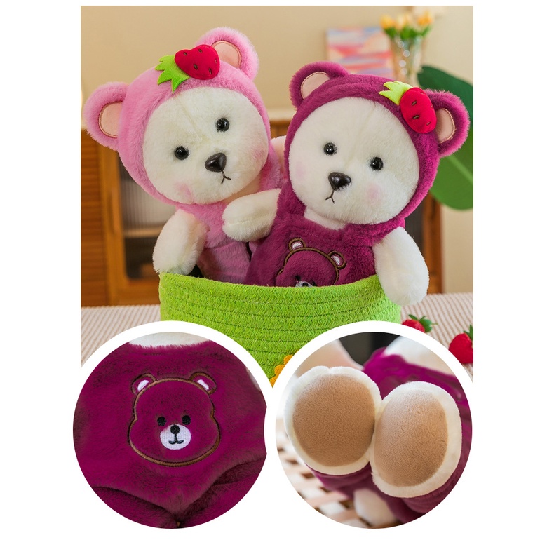 Boneka Teddytales bear plushie Beruang strawberry Lucu Mainan Mewah Mainan Lembut Hadiah Ulang Tahun