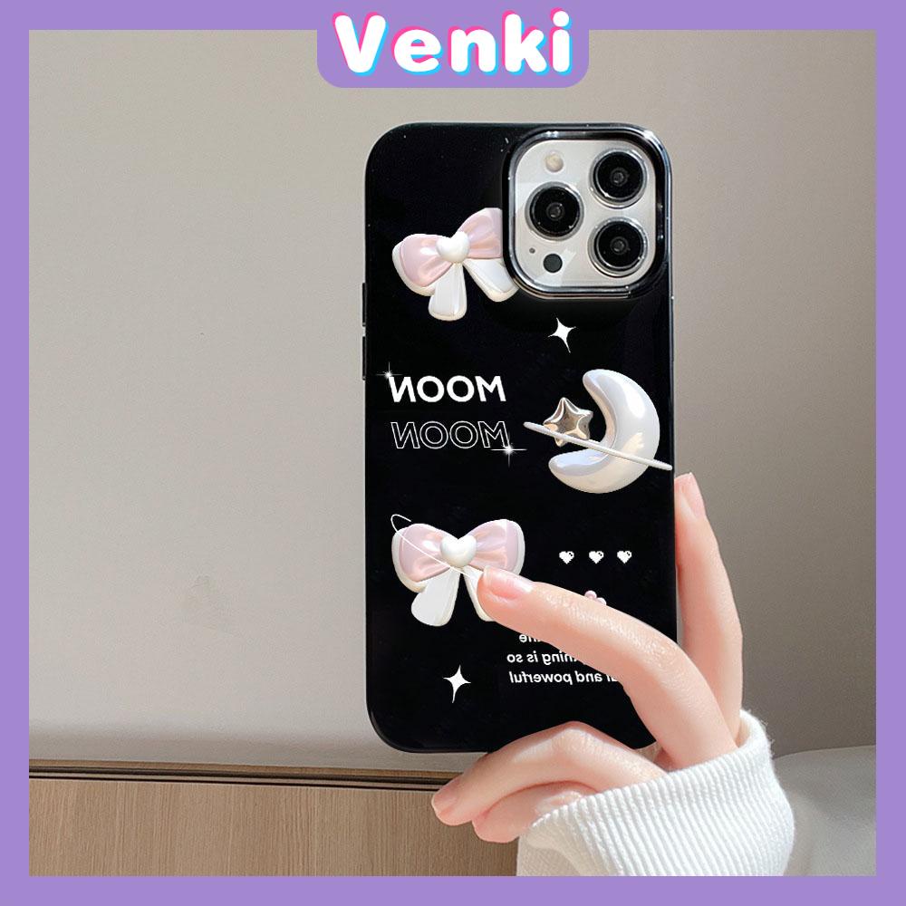 VENKI - For iPhone 11 iPhone Case Black Glossy TPU Soft Case Shockproof Protection Camera Star Moon bow Compatible with iPhone 14 13 Pro max 12 Pro Max xr xs max 7Plus 8Plus