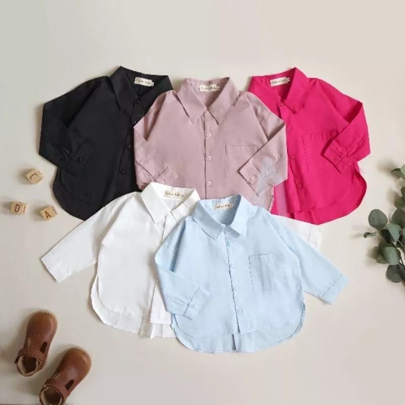 BEFAST - ZEC OOTD KEMEJA ANAK LULI / Kemeja Anak Pocket Polos / Pakaian Anak-Anak Perempuan / Hem Anak Lengan Panjang / Fashion Anak Casual / Kemeja Polos Anak Perempuan Terlaris