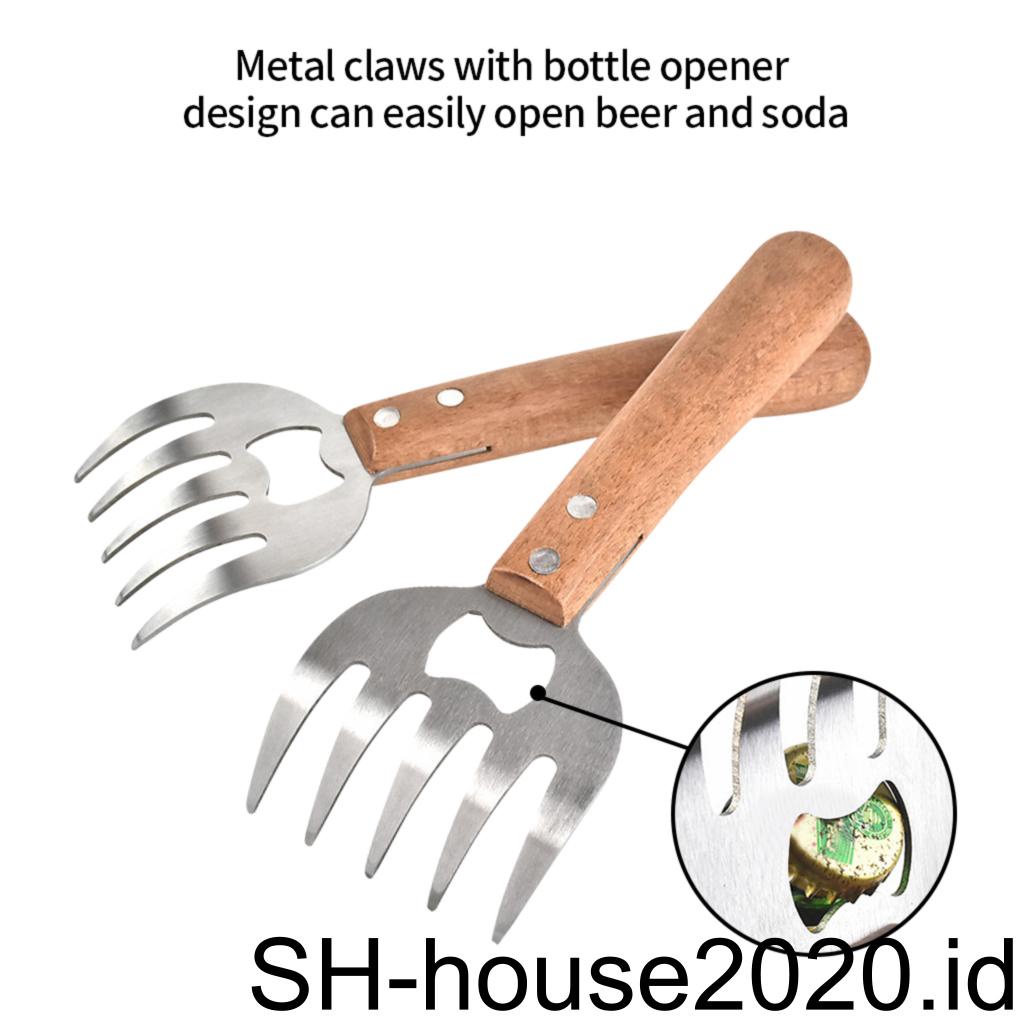 2pcs Garpu Pencacah Daging Cakar Stainless Steel Penghancur Daging Babi Untuk BBQ