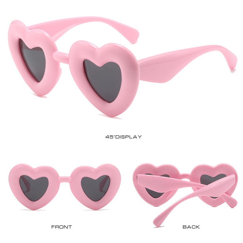 (YUZHU) Y2k Bubble Love Kacamata Hitam Untuk Wanita Warna Permen Lucu Peach Heart Party Sunglasses