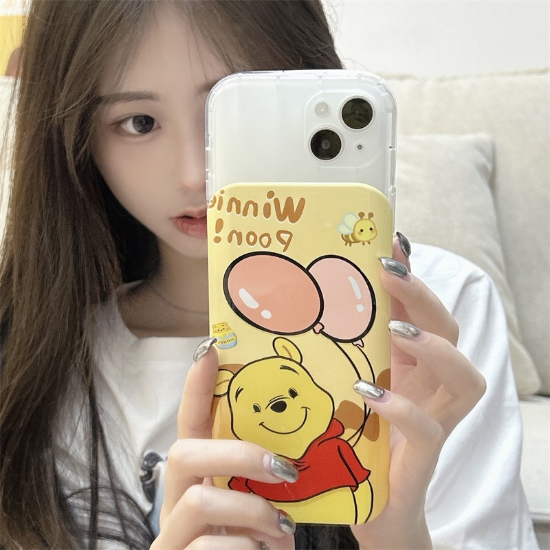 IPHONE Casing Cover Geser Motif Kartun Winnie Bear Untuk Iphone14 13 12 11 Pro Max Casing Pelindung Cermin Geser