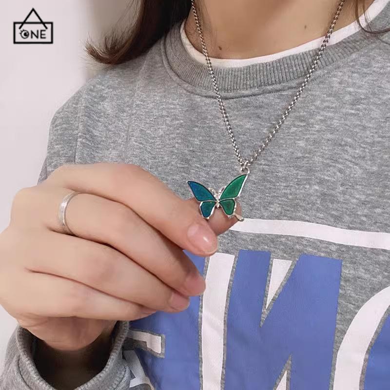 COD❤️Kalung Wanita Kupu-kupu Bervariasi Warna Desain Antik Yang Indah Hadiah Pasangan-A.one