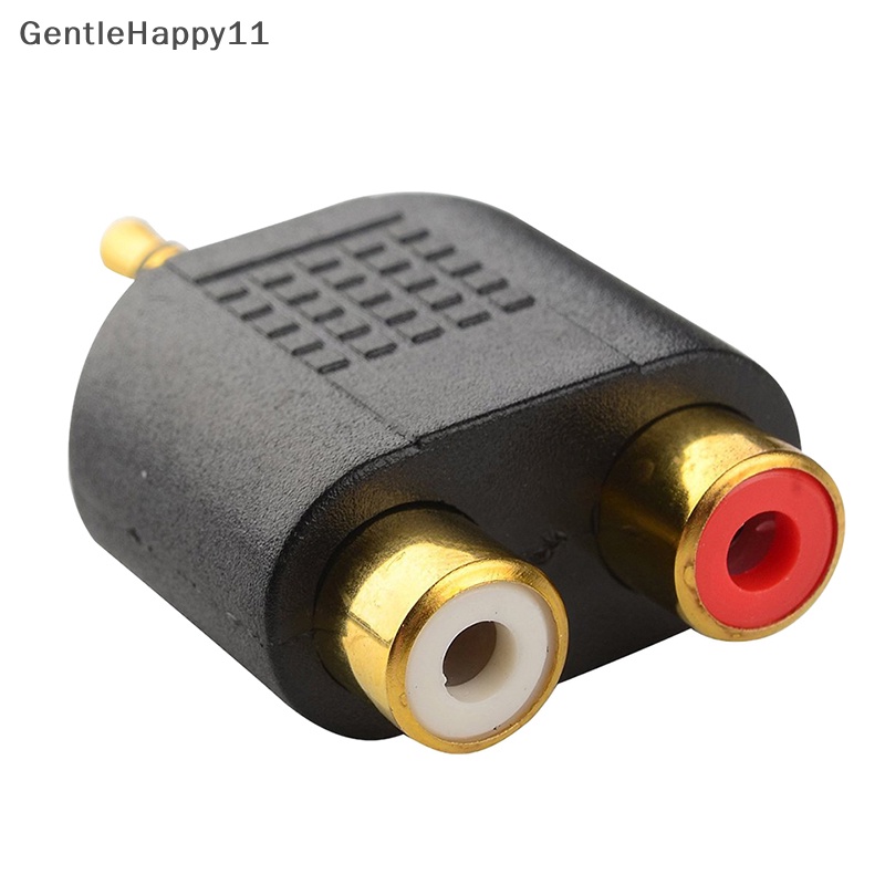 Gentlehappy 1pc Plug male Audio stereo Lapis Emas Ke 2jack RCA female Y Adaptor 3.5mm 1pc Plug male Audio stereo Lapis Emas Ke 2jack RCA female Adaptor Y 3.5mm Piring Emas 1pc