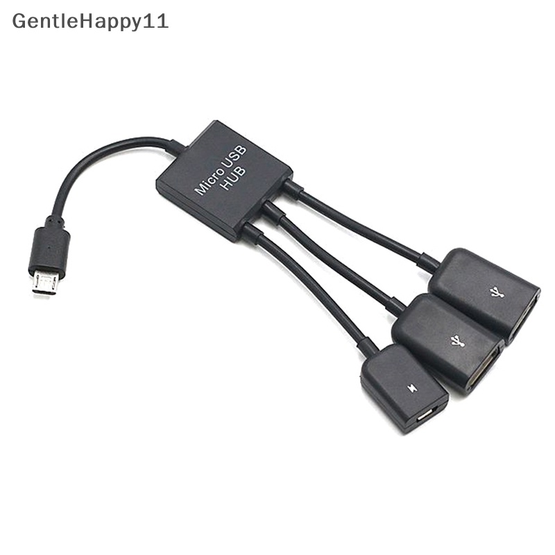 Gentlehappy 3in1 Micro USB Type C HUB Male to Female Double USB 2.0 Host Kabel Adaptor OTG id