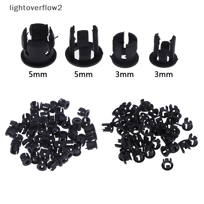[lightoverflow2] 50pcs Klip Penahan LED Plastik 3mm/5mm-Bezels Mount Cases Housing Hitam [ID]