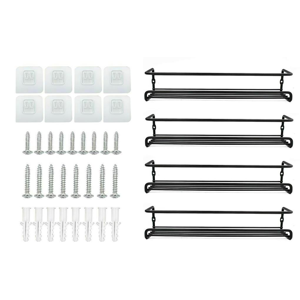 Rak Bumbu Gantung 4 Susun Organizer Bumbu Serbaguna Rak Bumbu Carbon Steel Dengan Desain Kapasitas Besar Untuk Dapur Kamar Mandi Ruang Tamu