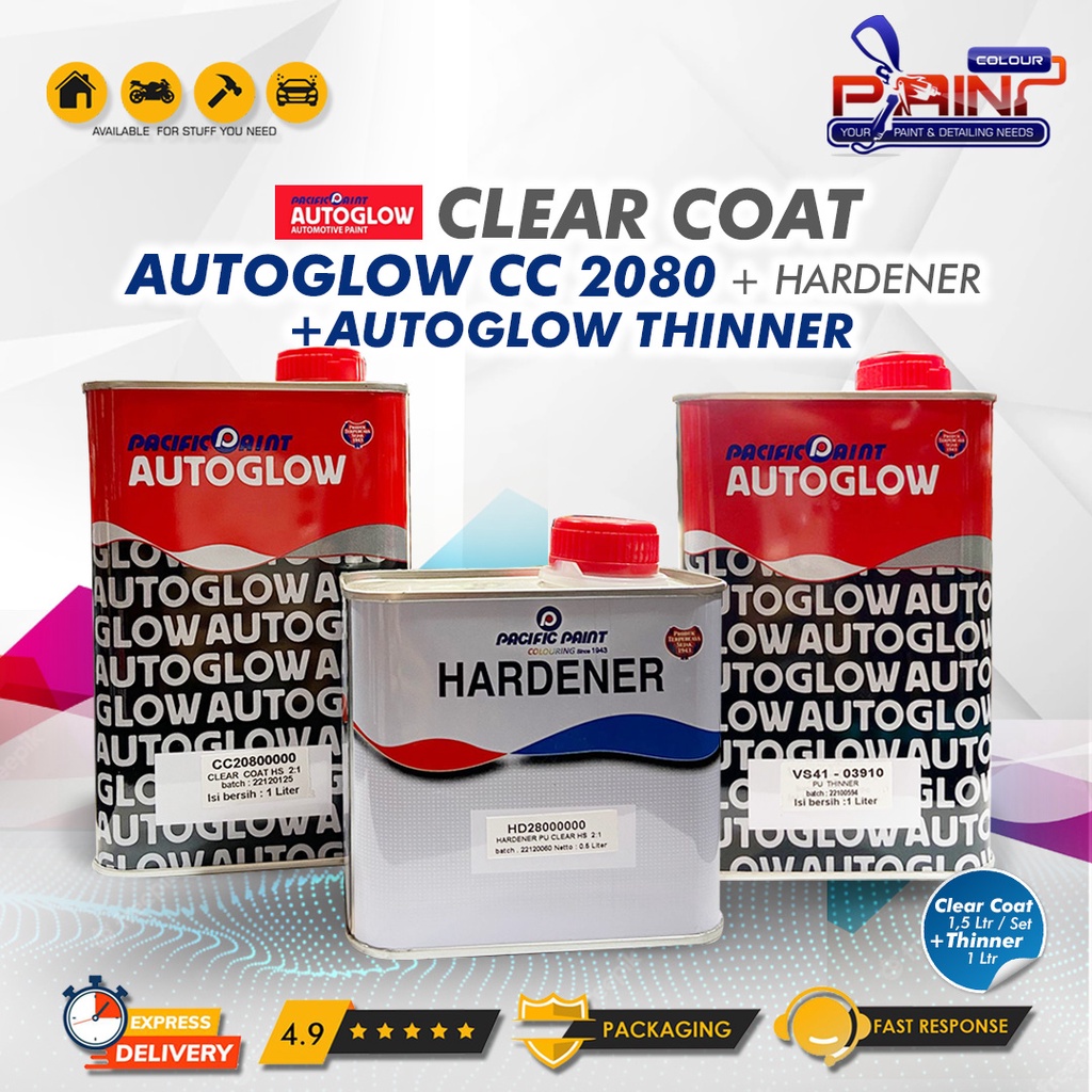 Paket Clear Coat Autoglow 2080 HS 2:1 + Thinner Autoglow PU