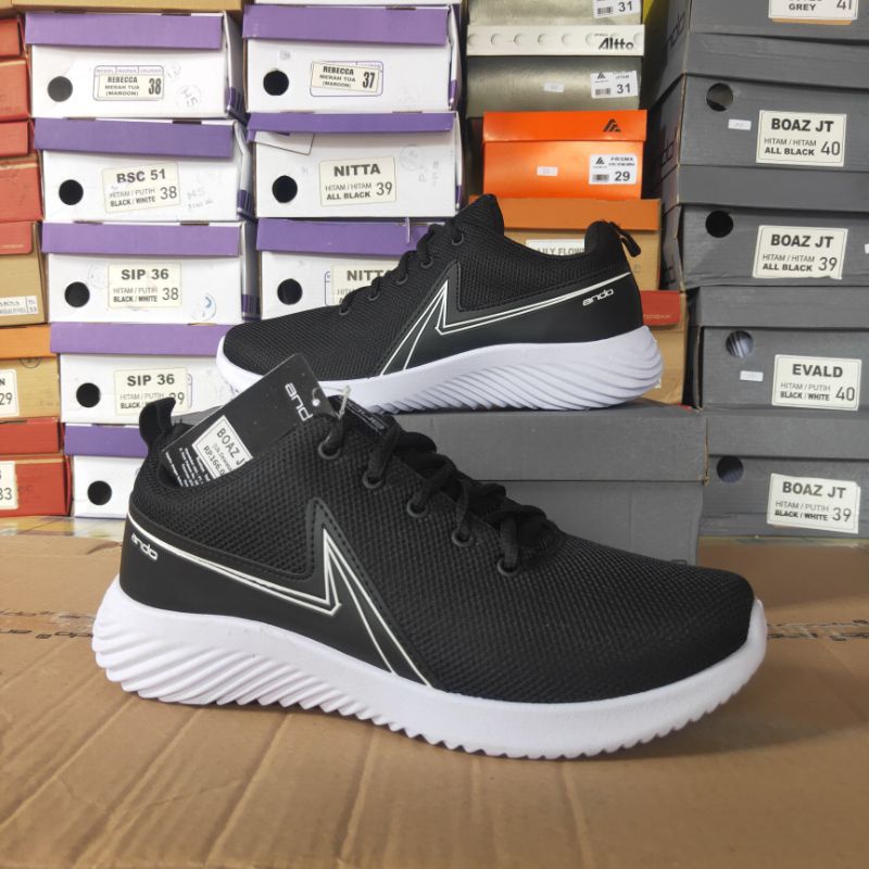 PROMO SEPATU SNEAKERS ANDO BOAZ JT  PRIA DAN WANITA CASUAL SEPATU SEKOLAH HITAM PUTIH GRADE ORI
