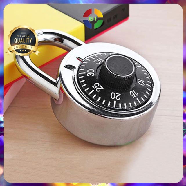 Gembok Brankas Rotary Padlock Digit Combination Padlock Silver Black