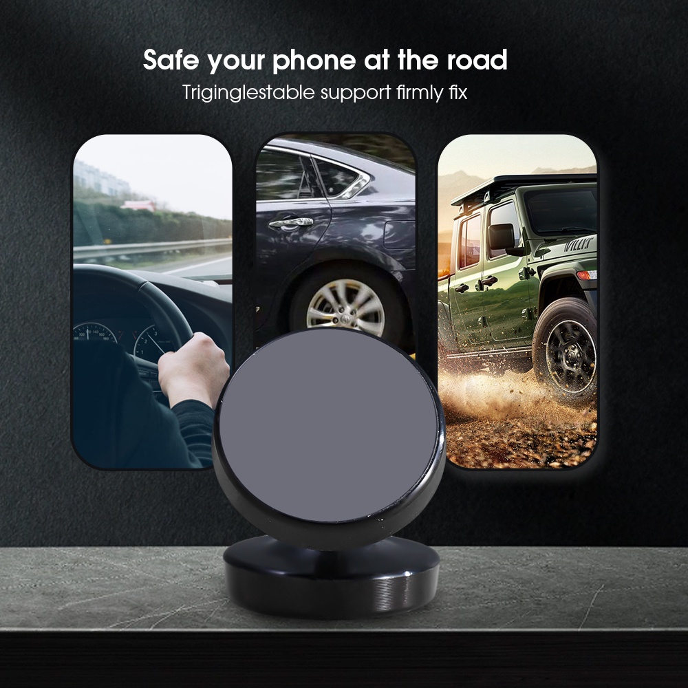 Tempat Handphone Portable Double Magnet /360° Angle Adjustable Universal Dashboard Mobil Dua Sisi Magnet Phone Stand