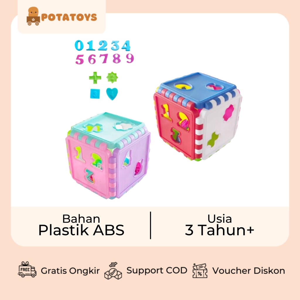 [ Potatoys ] Box Education Toys / Sorting Puzzle/ Puzzle Kubus / Mainan Edukasi/ Mainan Sorting Bentuk / Matching Geo Shape