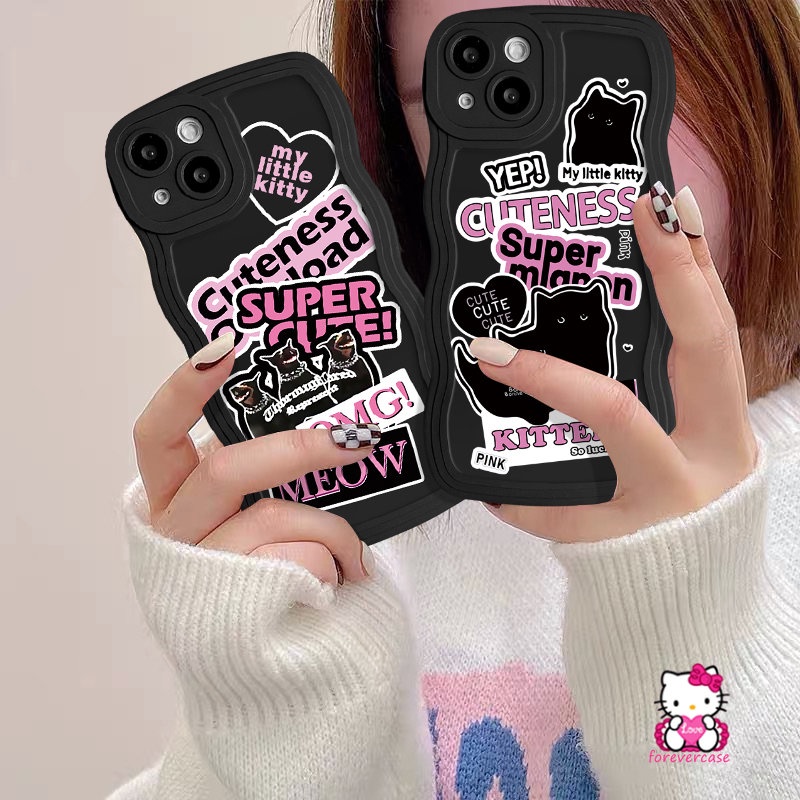 Ins Trendy Sticker Label Case for Infinix Hot 12 Pro 11s 8 9 12i 10s 20s 10 10Lite 20 Note 10 Pro 12 G96 Hot 12 9 11 10 Play Smart 5 6 4 Plus Wavy Edge Cute Cat Dog Soft Tpu Case