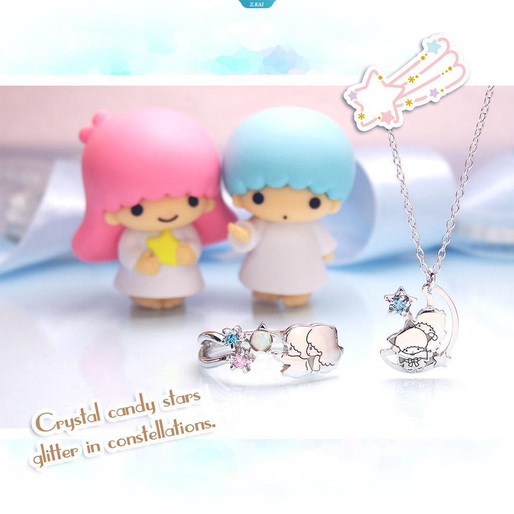 Kartun Lucu Cincin Cerita Sanrio Gemini Kikilala Meteor Berharap Cincin Perak Murni Lucu Perhiasan Perak Pasangan Hiasan Tangan Hadiah Anniversary [ZK]