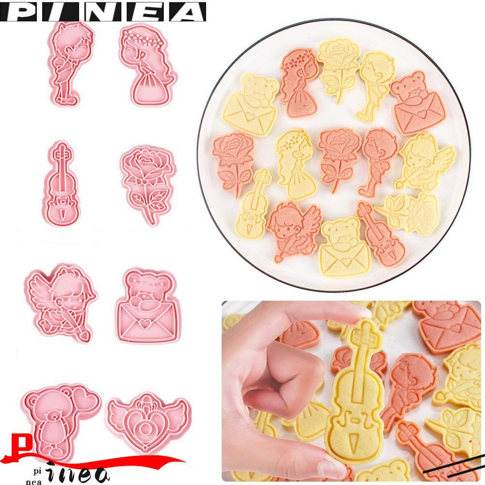 Nanas 8 Pcs/set Hari Valentine Pastry Dekorasi Kue Alat Gitar Cupid Cetakan Kue Amplop Bunga Mawar Cookie Cutter