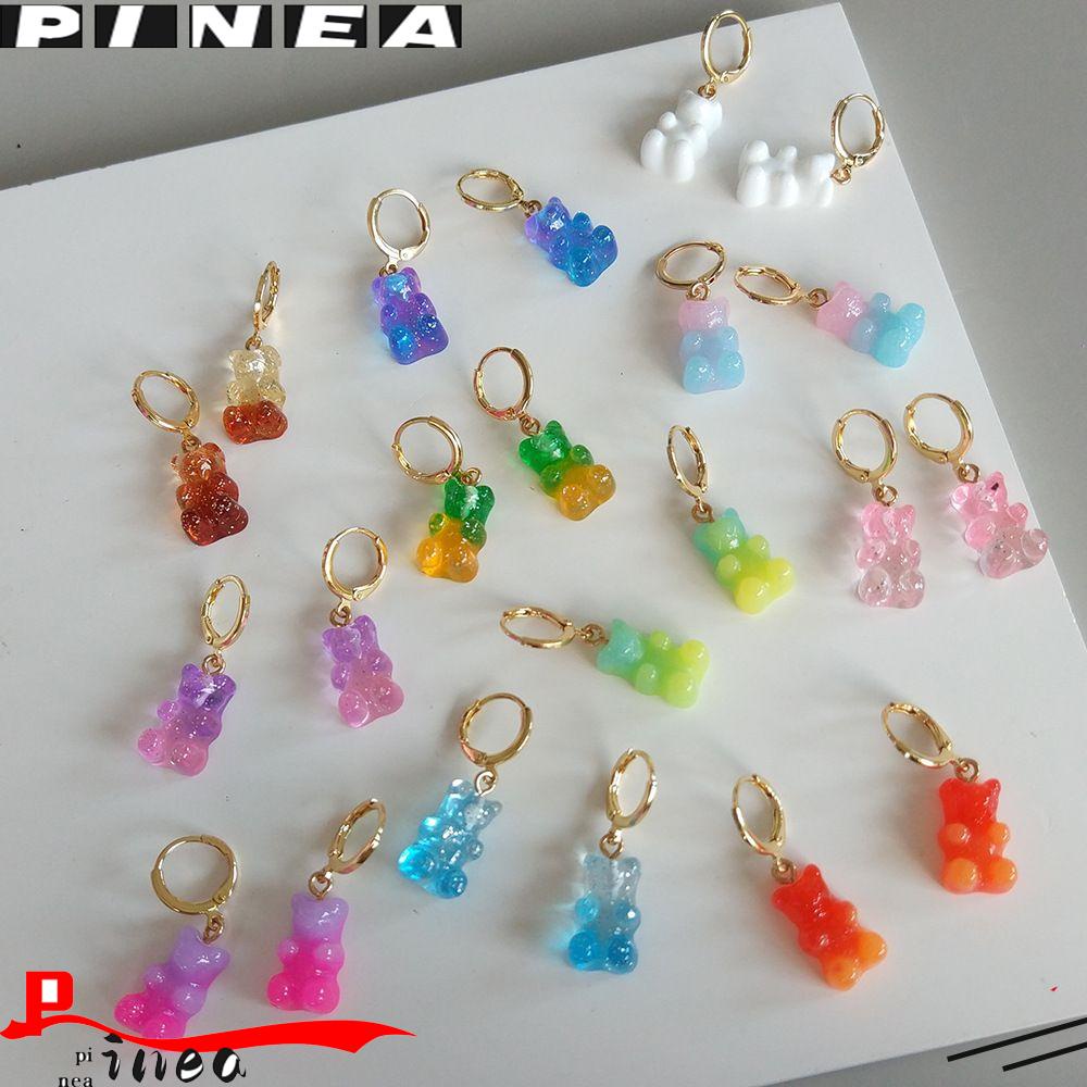 Nanas Beruang Anting-Anting Fashion Gadis Jelly Beruang Permen Telinga Stud Kartun Menjuntai Anting-Anting