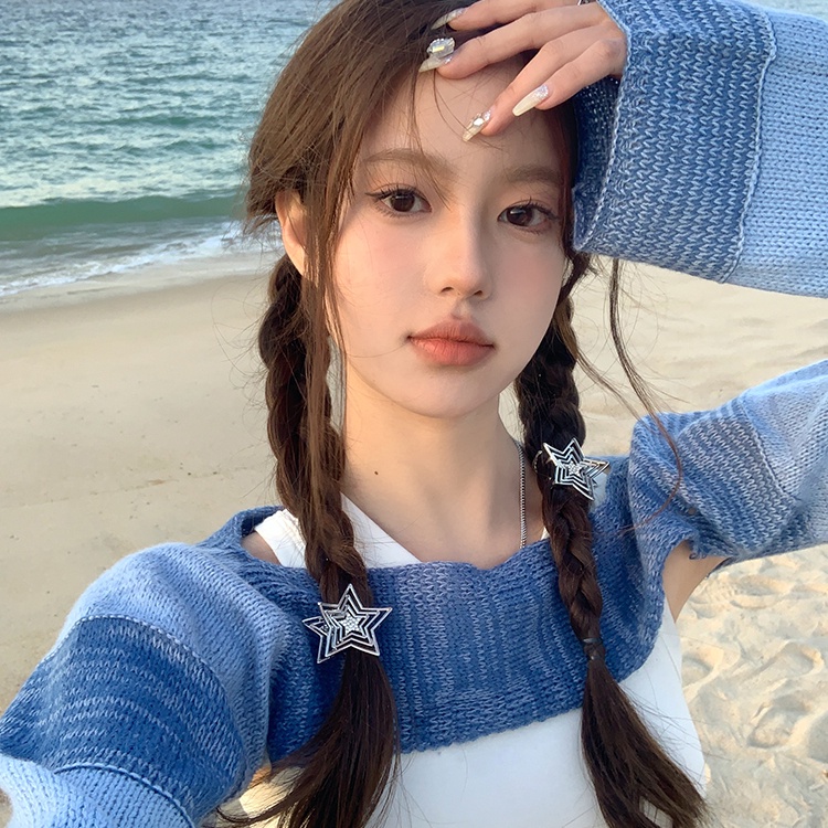 Klip Bintang Berongga Bling Berkilau Yang Indah Ponytail Jepit Rambut Hiasan Kepala Aksesori Rambut Untuk Gadis Manis