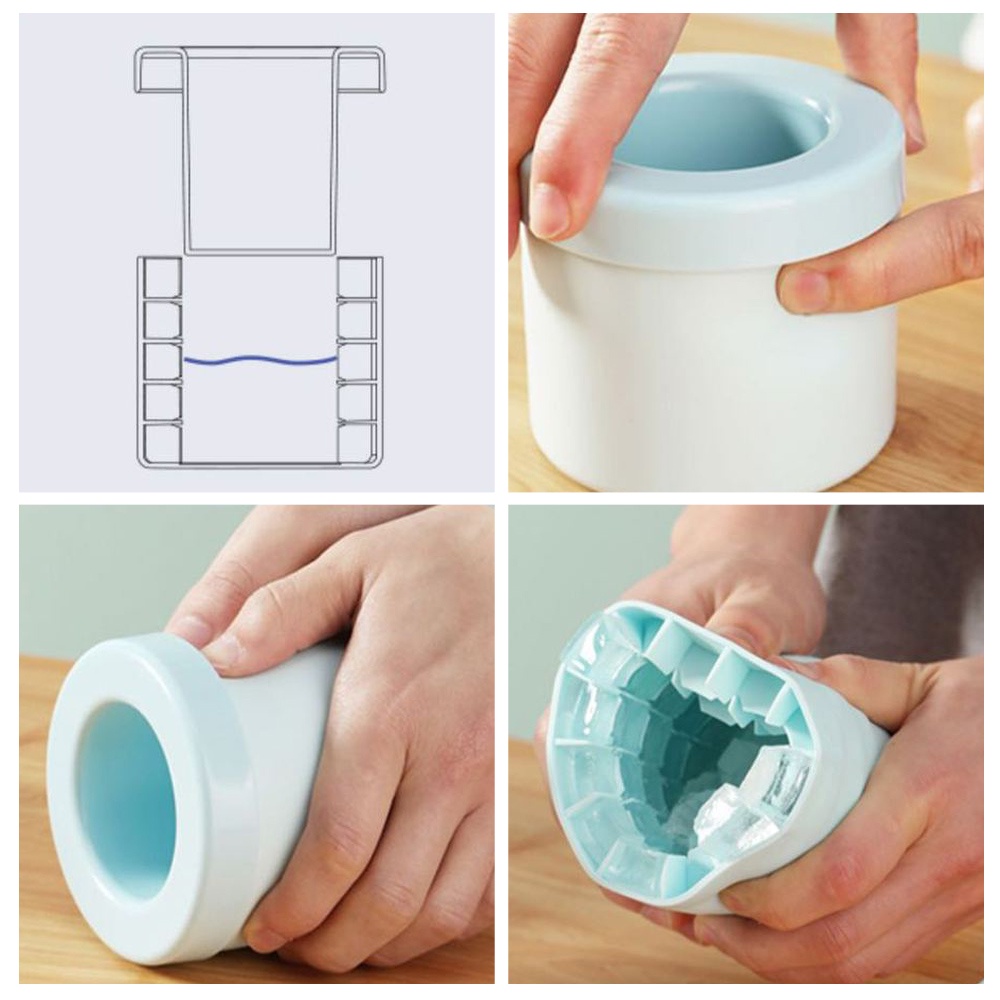 Cylinder Cetakan Es Batu Silikon Food Grade Rumah Tangga/Desain Kreatif Mini Ice Bucket Ice Cup/Cepat Beku Kotak Penyimpanan Es/Aksesoris Dapur Rumah Whiskey Beer Maker