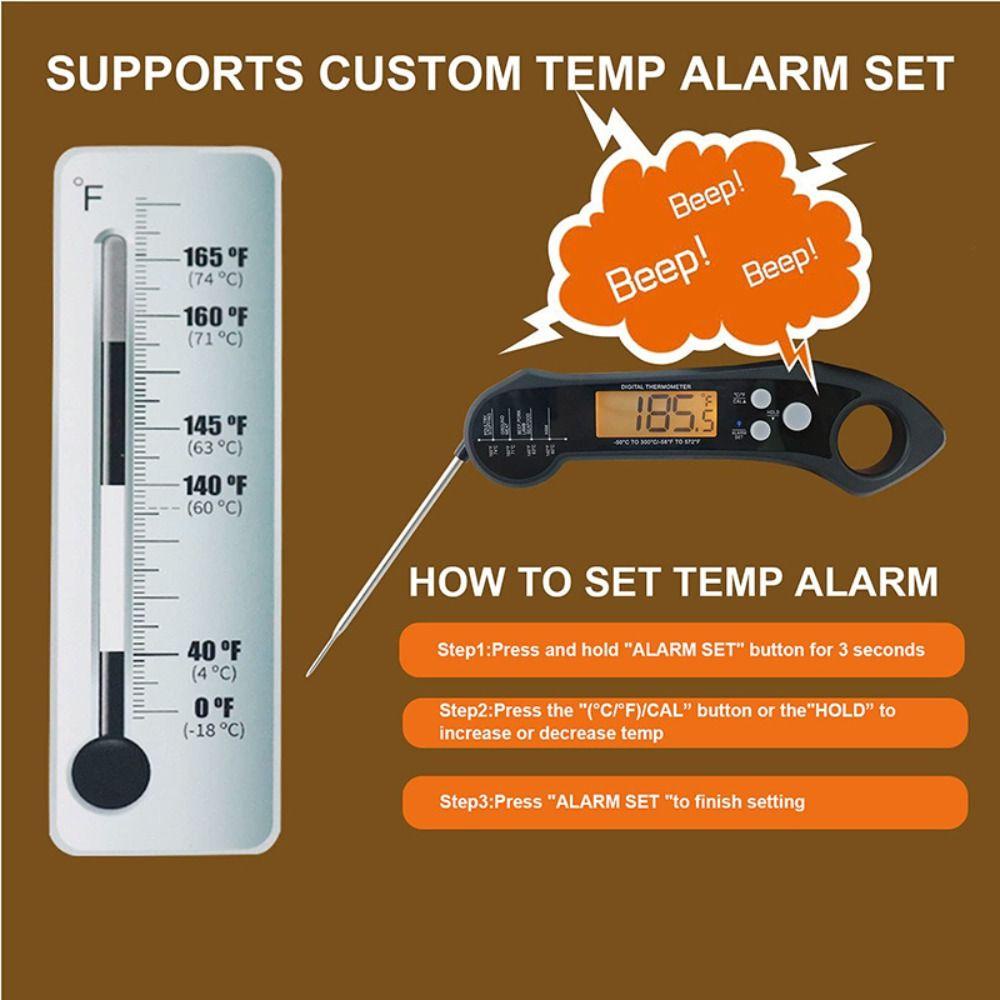 Termometer Digital Nanas Stainless Steel Mudah Simpan Lipat Ultrathin Food Probe Temperature