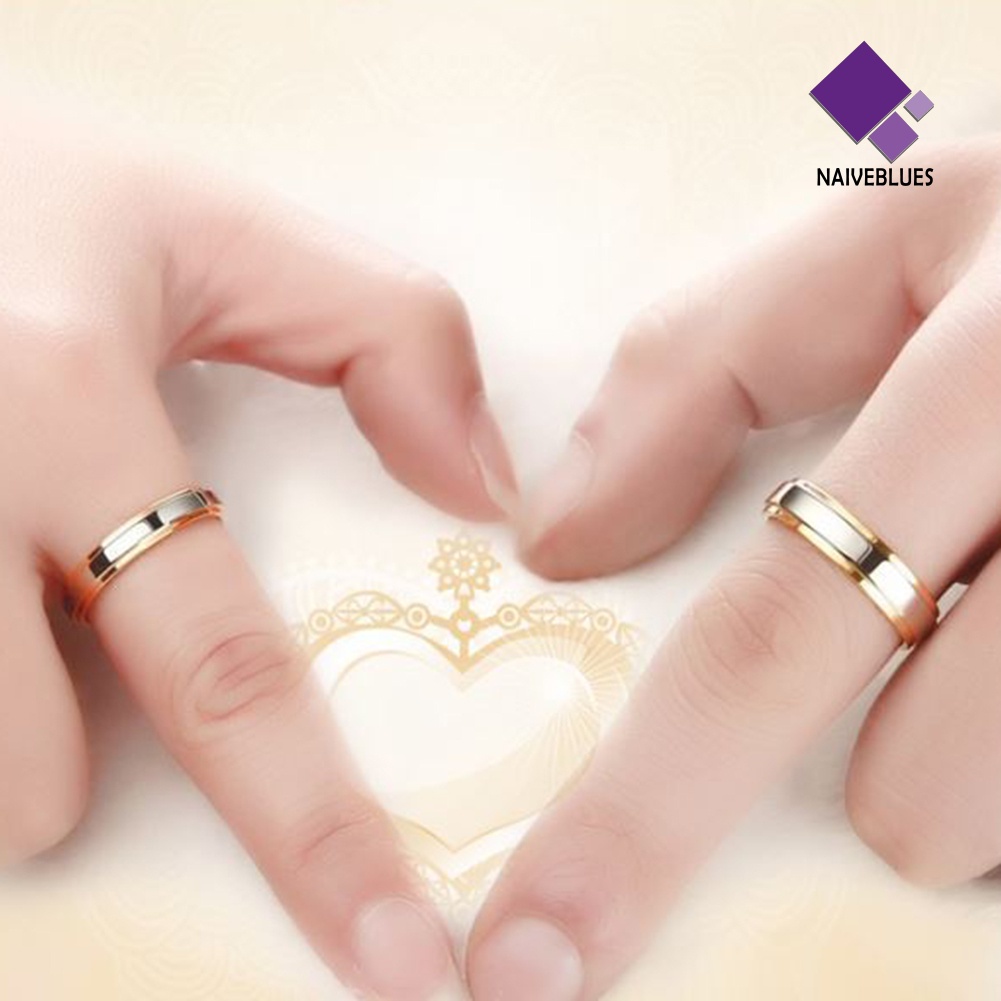 &lt; Naiveblues &gt; Pasangan Kekasih Fashion Wanita Baja Titanium Pertunangan Pernikahan Cincin Perhiasan
