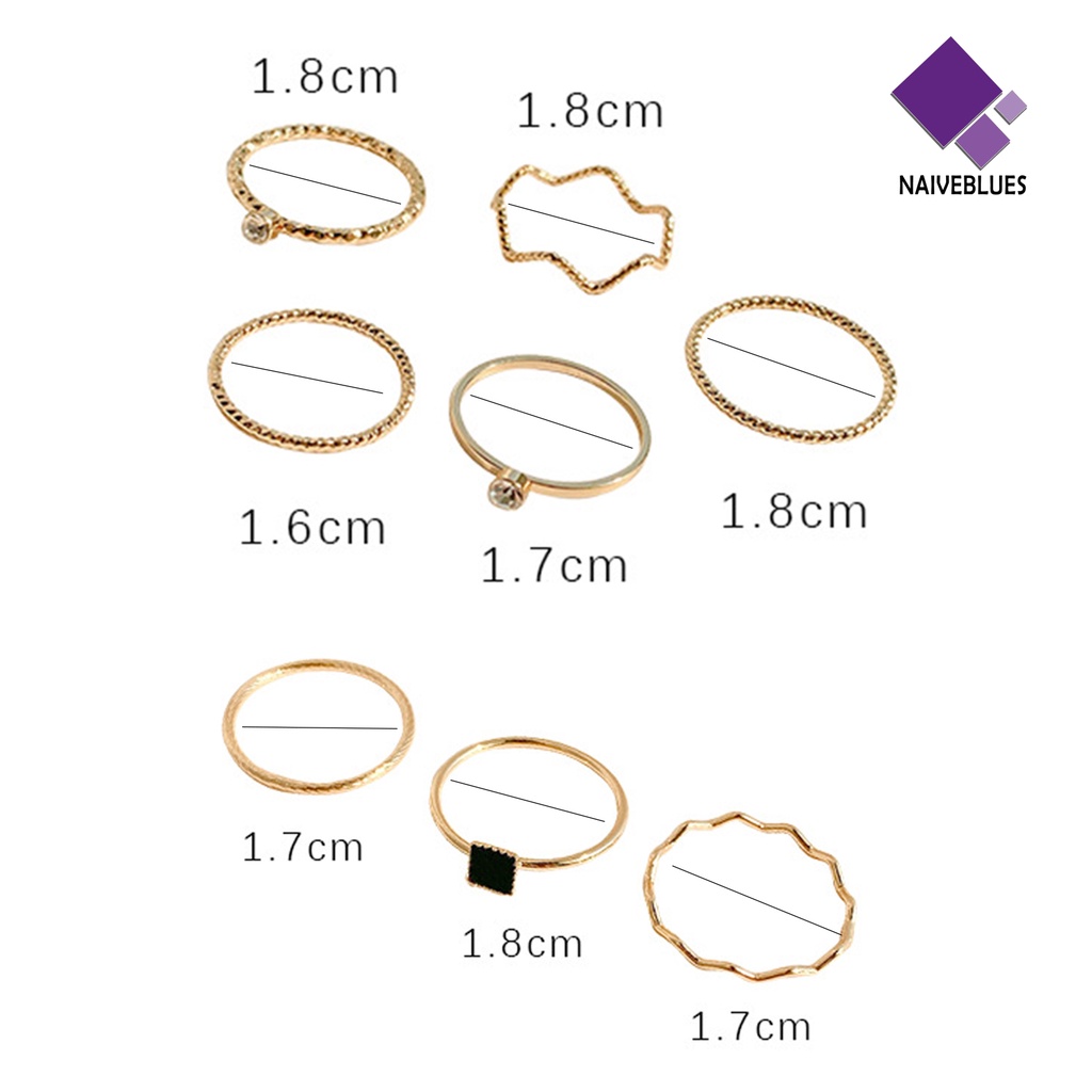 &lt; Naiveblues &gt; 5Pcs/3Pcs Cincin Jari Glossy Tahan Aus Compact Wanita Stackable Thumb Fashion Jewelry