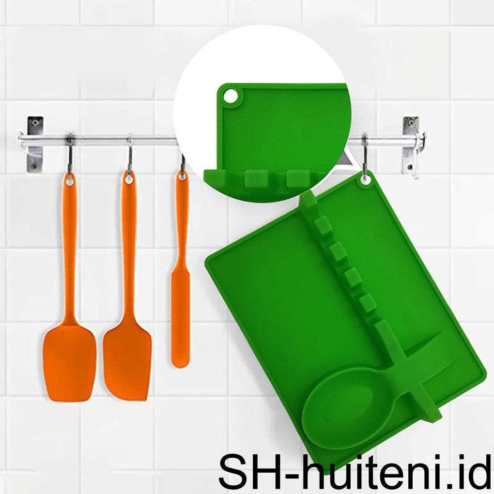 Sendok Sisa 2-in-1 Silikon Spatula Holder Peralatan Dapur Rak Penyimpanan Perlengkapan Alat Masak