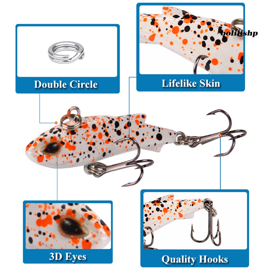 Bo-4.5cm/4g Umpan Palsu 3D Mata Lingkaran Ganda Berduri Treble Hook VIB Umpan Untuk Angling