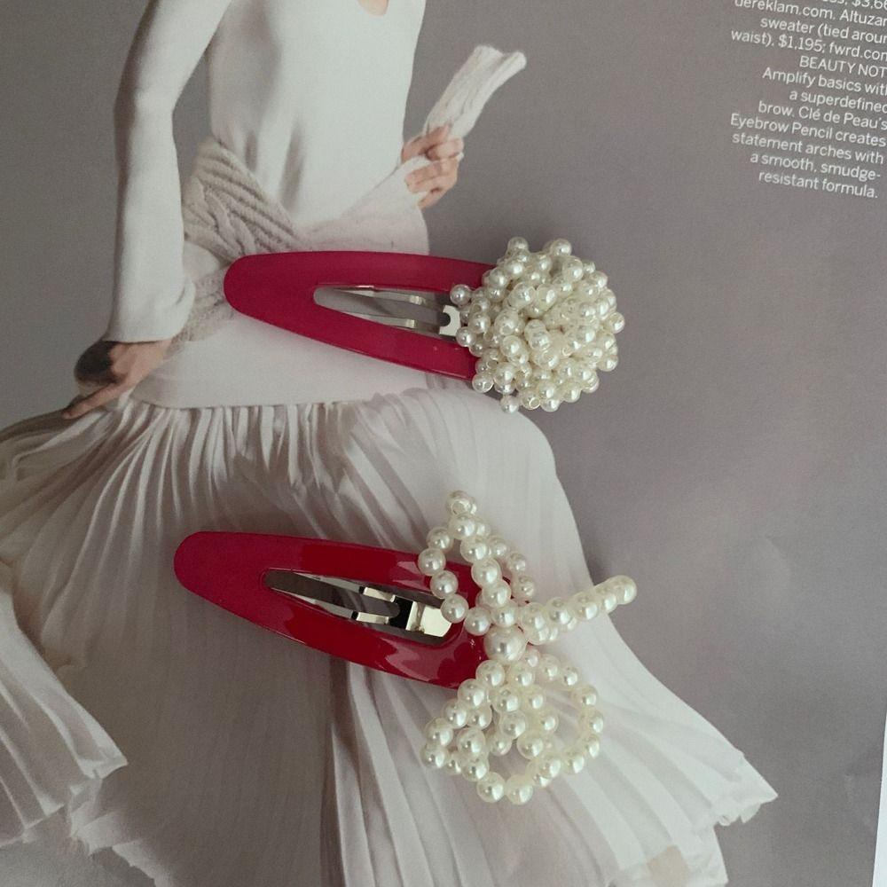 AUGUSTINA Gadis Y2k Klip Rambut Temperamen Manis Mutiara Imitasi Gadis Lucu Hadiah Hiasan Kepala Klip Samping Wanita Jepit