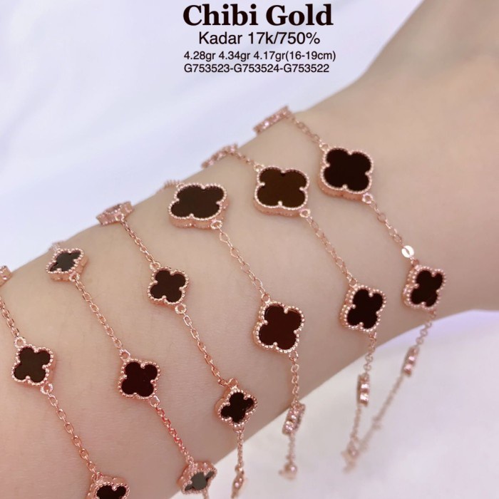 Gelang tangan vancleef emas 750 kadar 17k chibi - Kecil