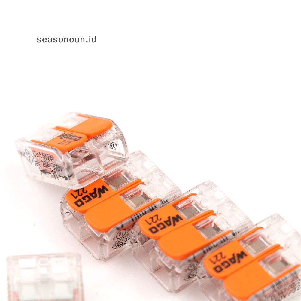 Seasonoun Hot 5Pcs Sale Wago 221-412 LEVER-NUTS 2condutor Compact Connector 10pk Kawat Tembaga Junction.