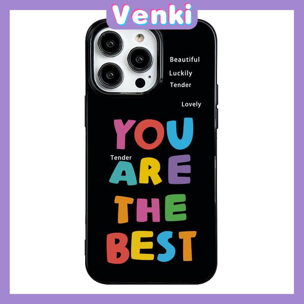 VENKI - For iPhone 11 iPhone Case Black Glossy TPU Soft Case Shockproof Protection Camera Interesting Colored English Compatible with iPhone 14 13 Pro max 12 Pro Max xr xs max 7 8