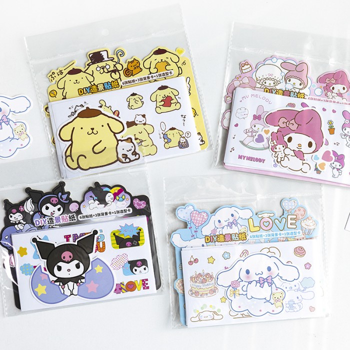 Buku Stiker PET Kuromi Melody Kitty Cutting Sticker Korea Termurah Washi Tape Harga Grosir Termurah