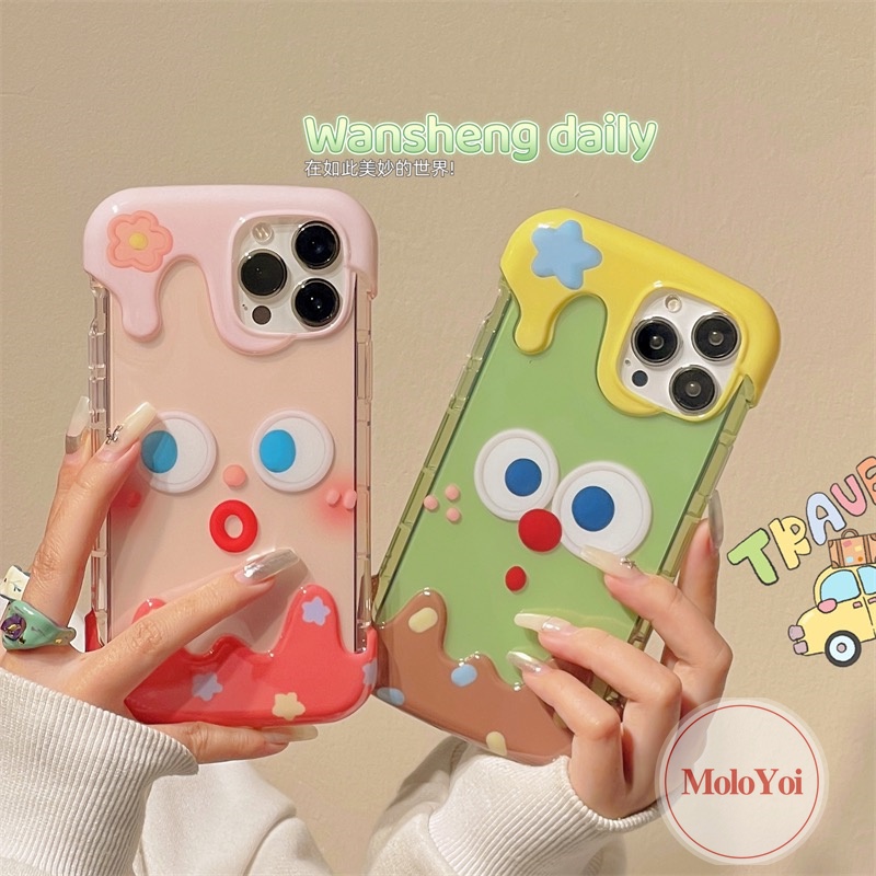 Casing Silikon Lembut Es Krim 3D Estetik Korea Kompatibel Untuk IPhone XR XS X Max 8Plus 7Plus 14 12 13 11 Pro Max8 7 Plus SE 2020 Kartun Pasangan Ekspresi Lucu Imut Penutup Belakang