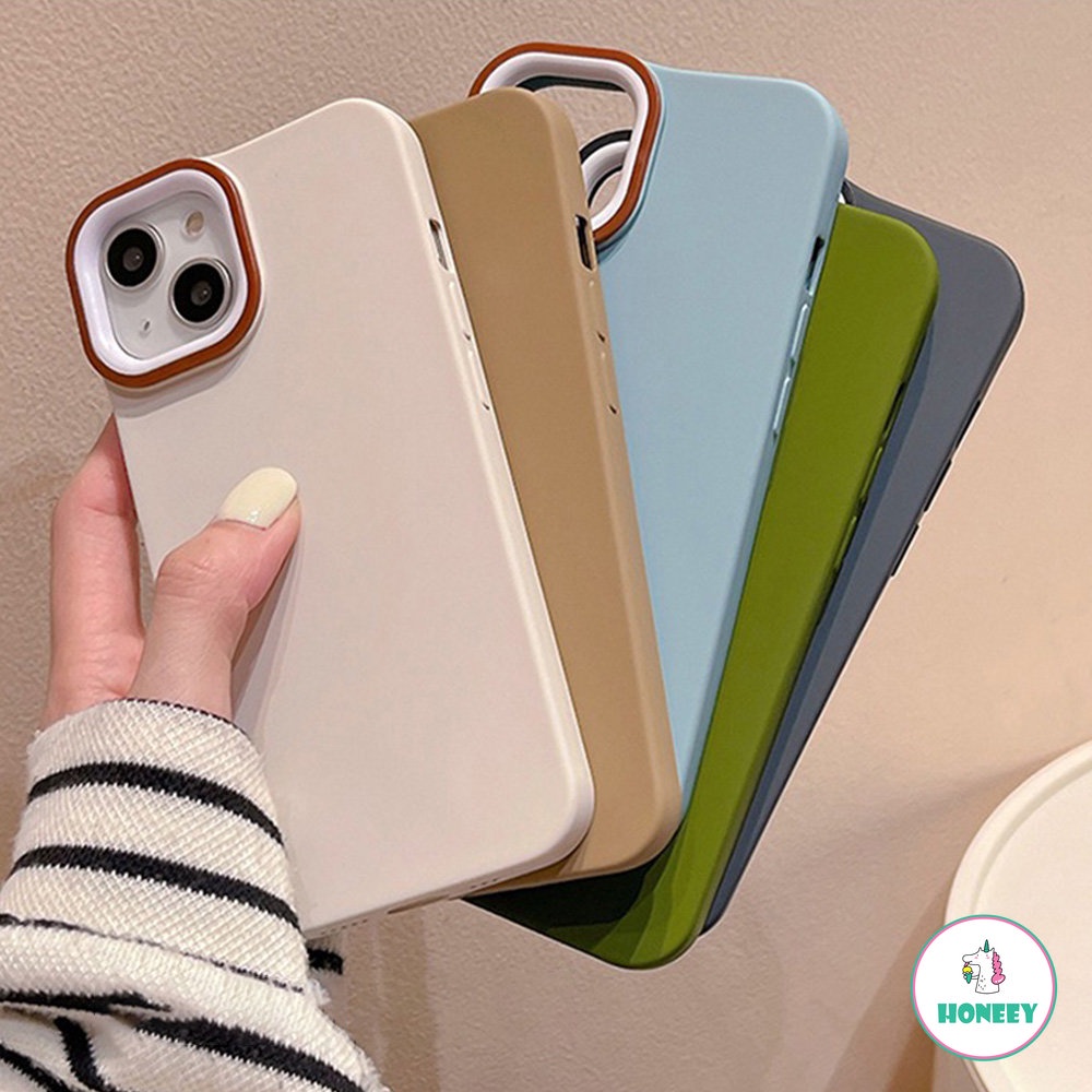 Korea INS Sederhana Warna Solid Ponsel Case Untuk iPhone 14 Pro Max13 12 11 Pro Max XR 7 8 Plus Bungkus Penuh Anti-Drop Lensa Yang Dapat Dilepas Lembut Penutup Belakang