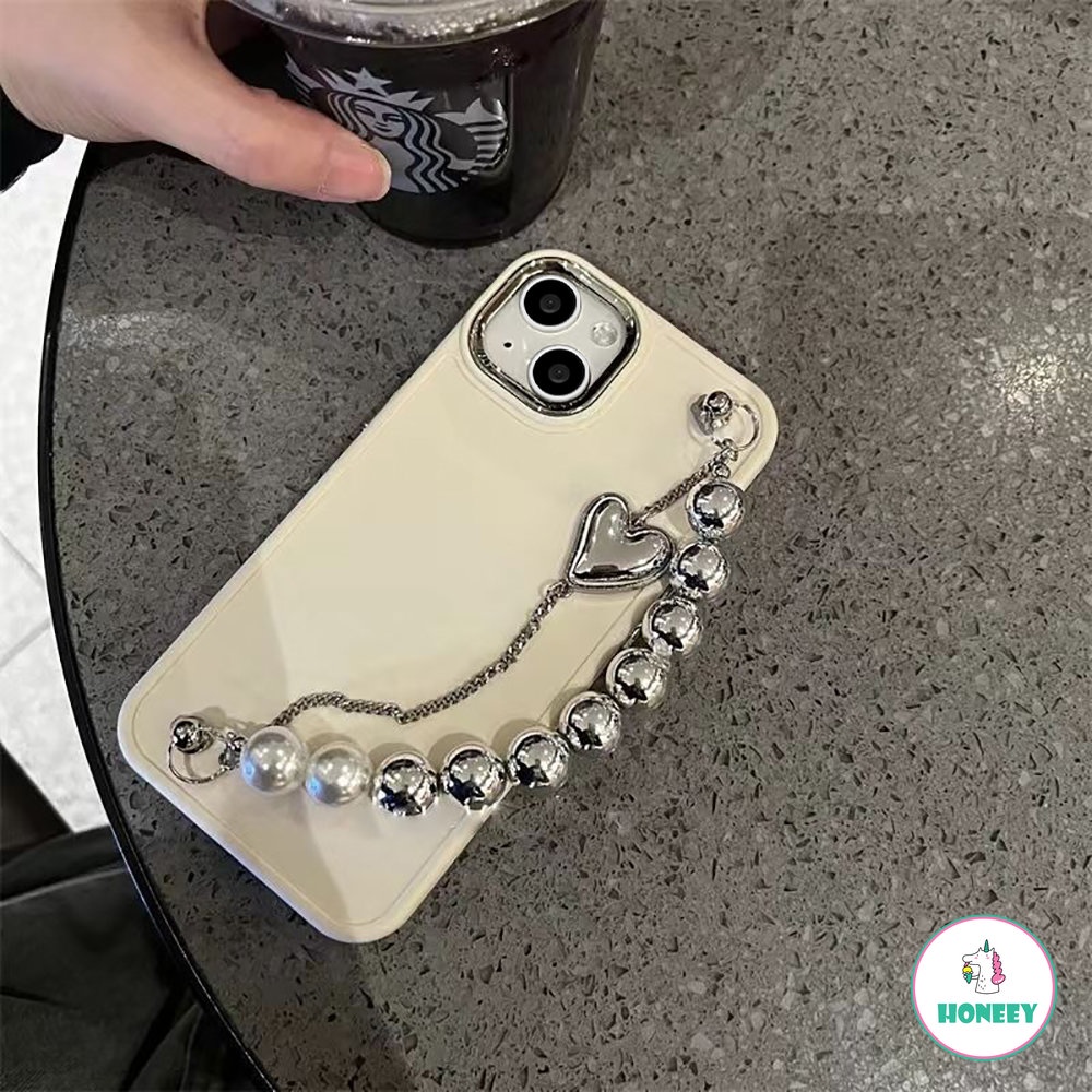 Gadis Keren Amerika Gelang Logam Ponsel Case Untuk iPhone 11 Pro Max13 14 Pro Max 12 Pro Cinta Hati Rantai Shockproof Ponsel Cover