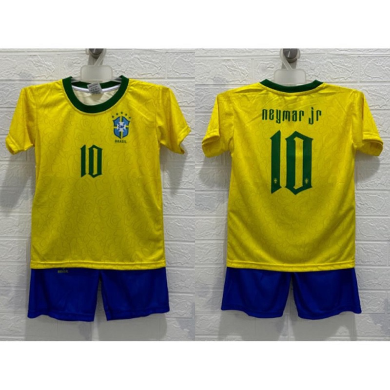 Gadis _ Panggilan08 setelan jersey bola anak brazil neymar kids