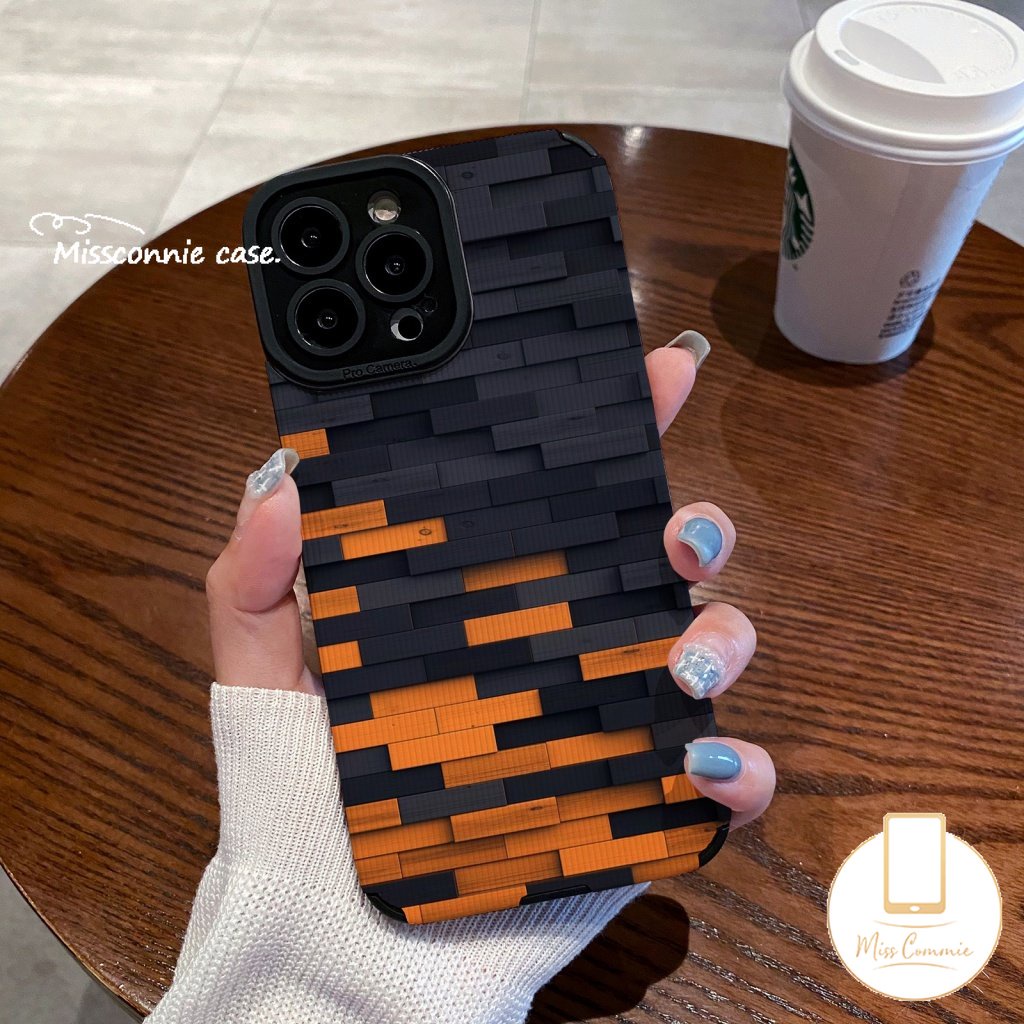 IPHONE Ins Art Pola Tidak Teratur Hitam Grid Case Kompatibel Untuk Iphone11 14 13 12 Pro MAX X XR 7 8 Plus XS MAX Lembut Shockproof Silikon Mewah Tekstur Kulit Cover