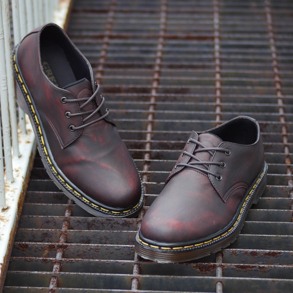 KALMAR MAROON (KULIT ASLI) Sepatu Boots Pria Vintage Derby Shoes Formal Pantopel Original Greata