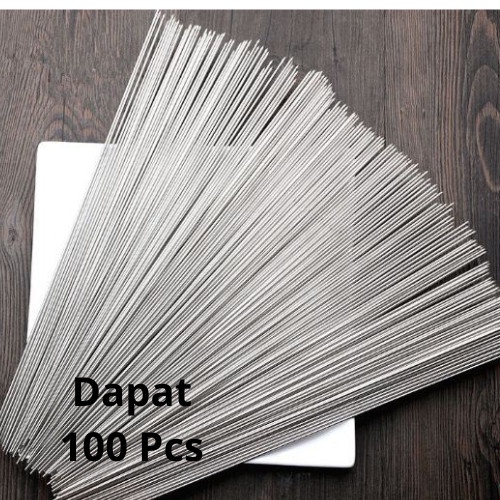 

DLP12- Peralatan Tusuk Sate Ayam Sapi BBQ Stainless Cooking Tools 100 Pcs - Flat Skewers
