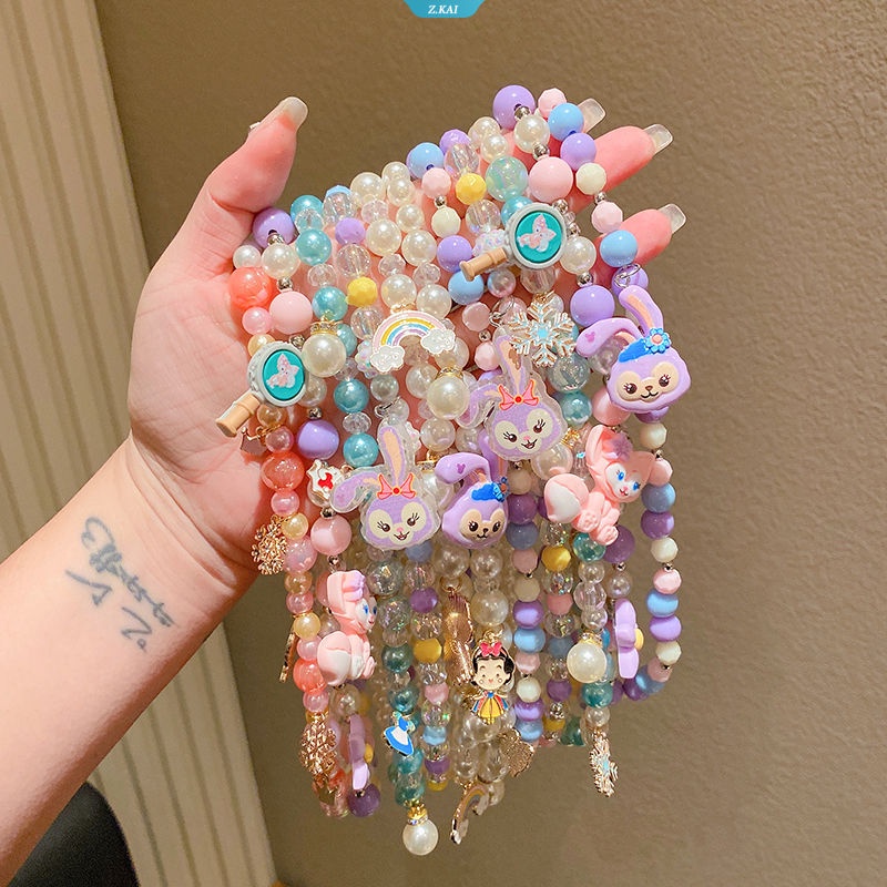 Stellalou LinaBell Candy Beads Resin Plastik Anak Set Perhiasan Untuk Anak Liontin Bunga Lucu Kalung Gelang Cincin Anting Bayi Jewelry [ZK]